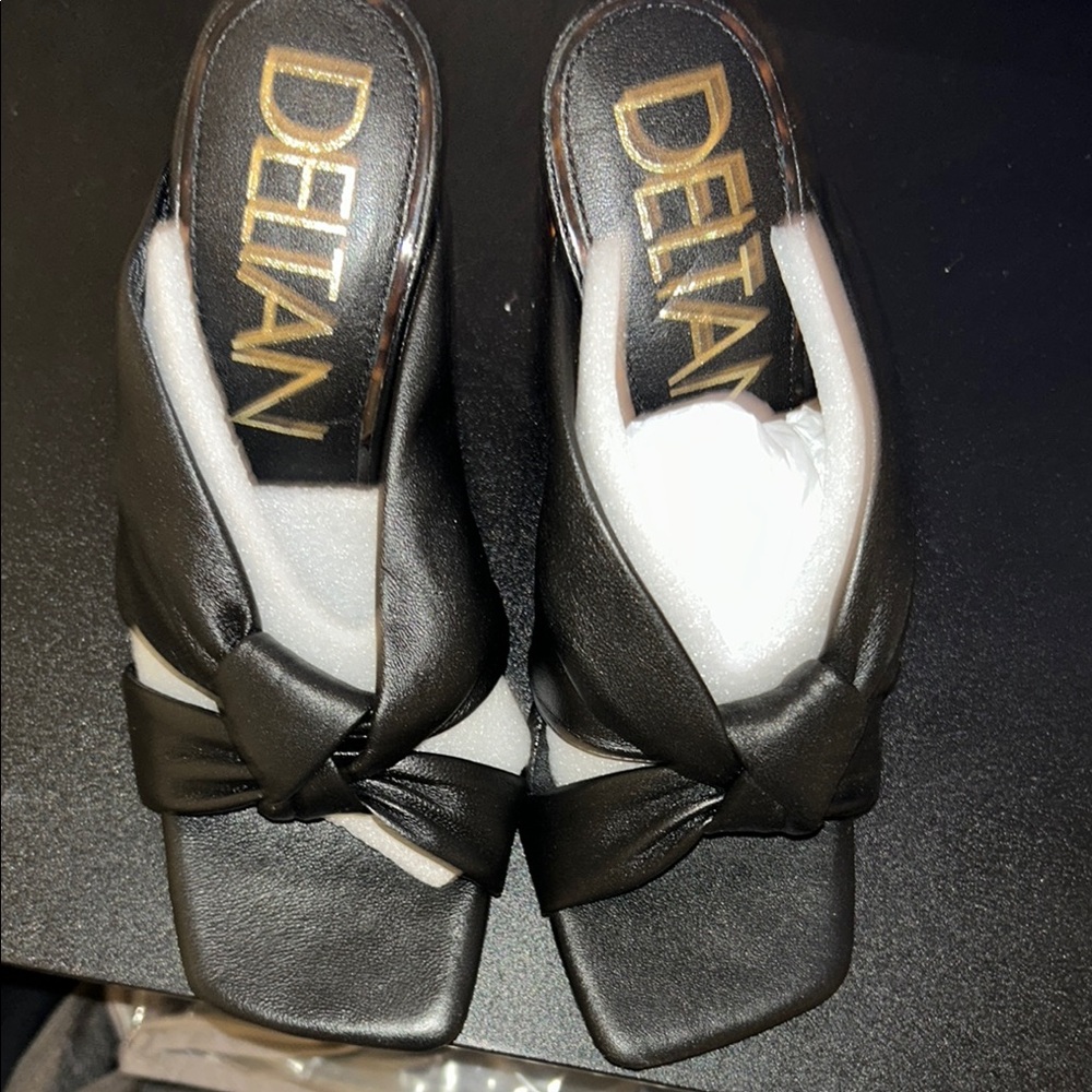 Delta Black Mules with Elegant Knot Detail